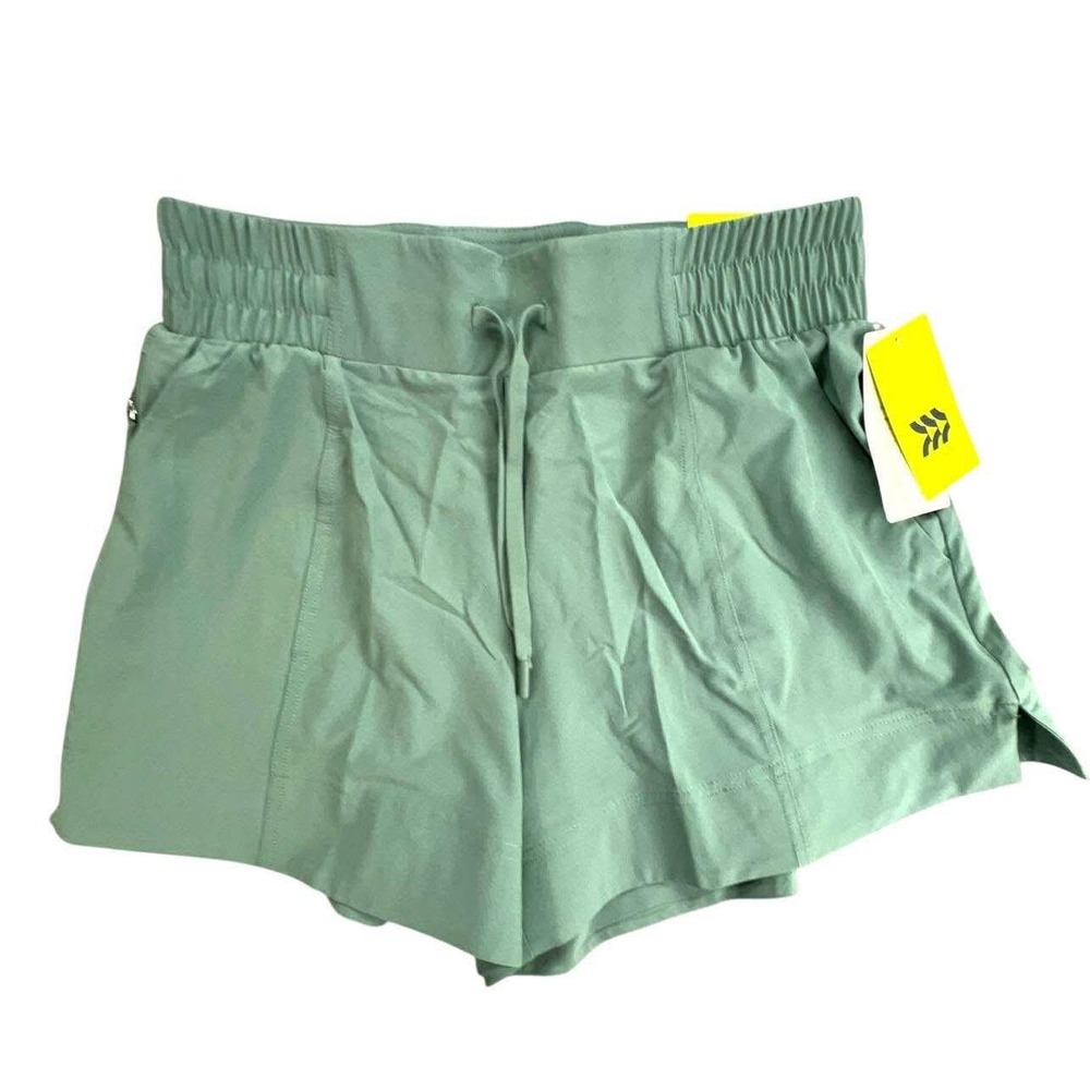 All in Motion Woven Athletic‎ Shorts Womens Adjustable Waist UPF 50+ Green NWT